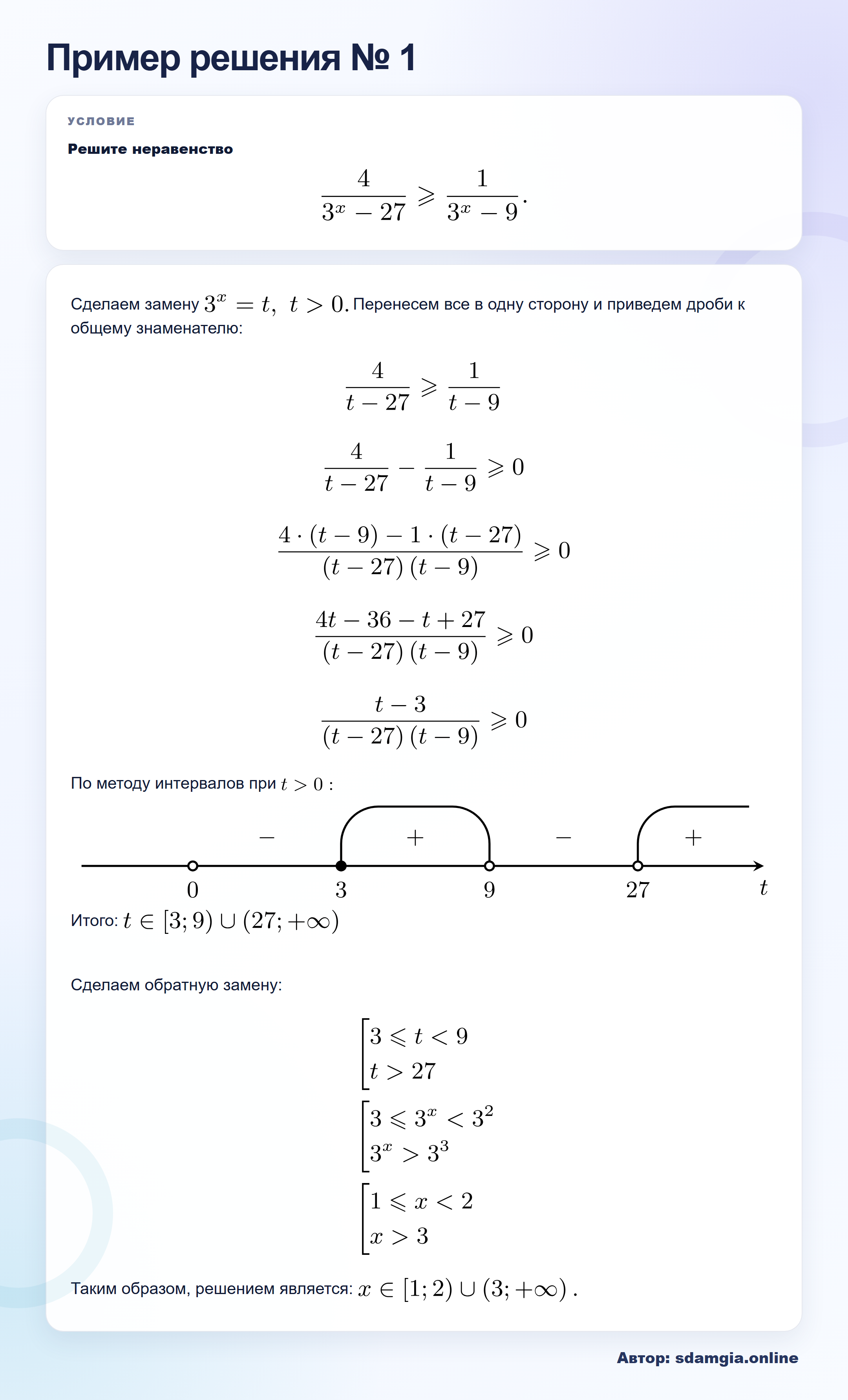 Пример решения № 1 задания 16 ЕГЭ по профильной математике ФИПИ 757A1B: Показательные неравенства — автор sdamgia.online